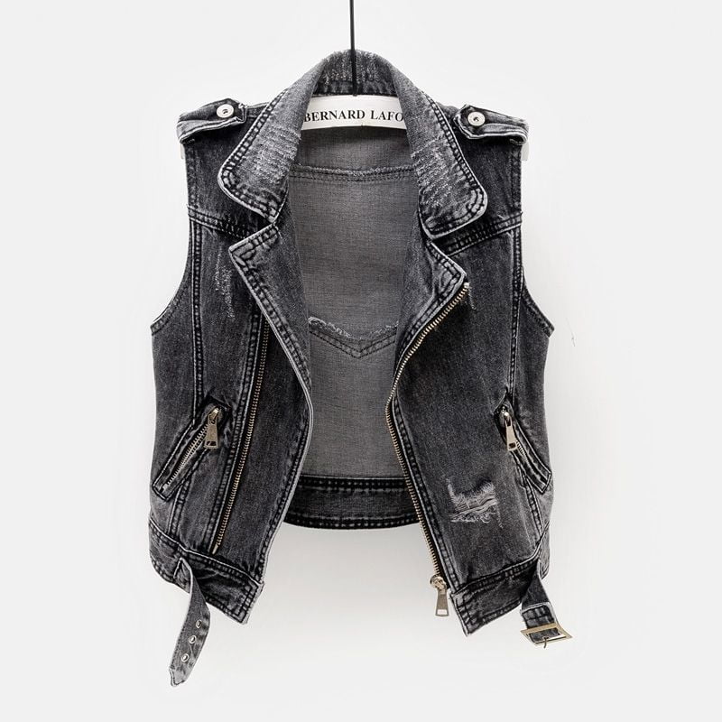 custom womens denim vest