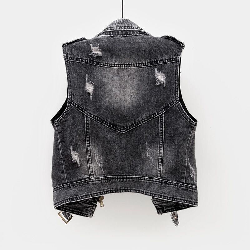 custom womens denim vest