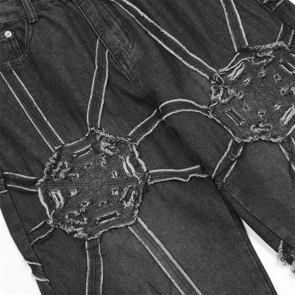 custom jeans with spider web