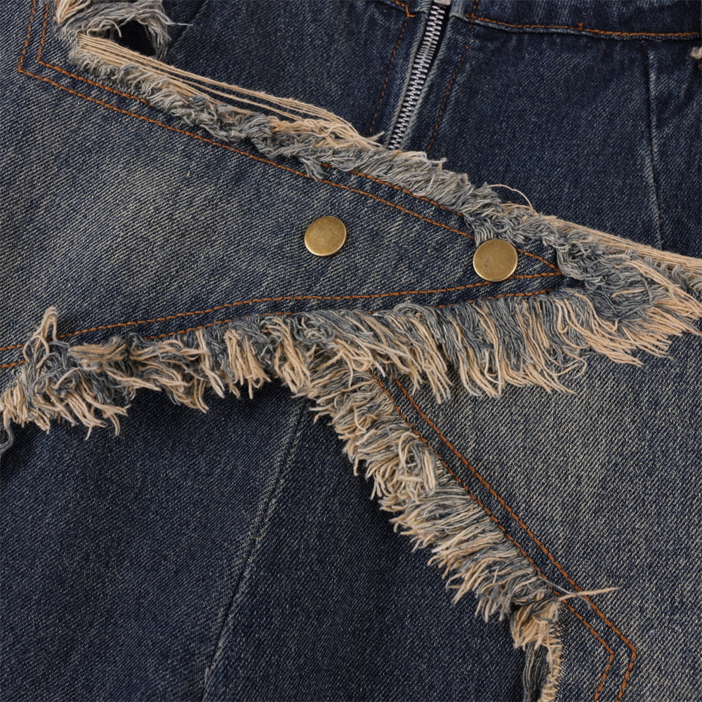 Custom wide-leg jeans with patch embroidery