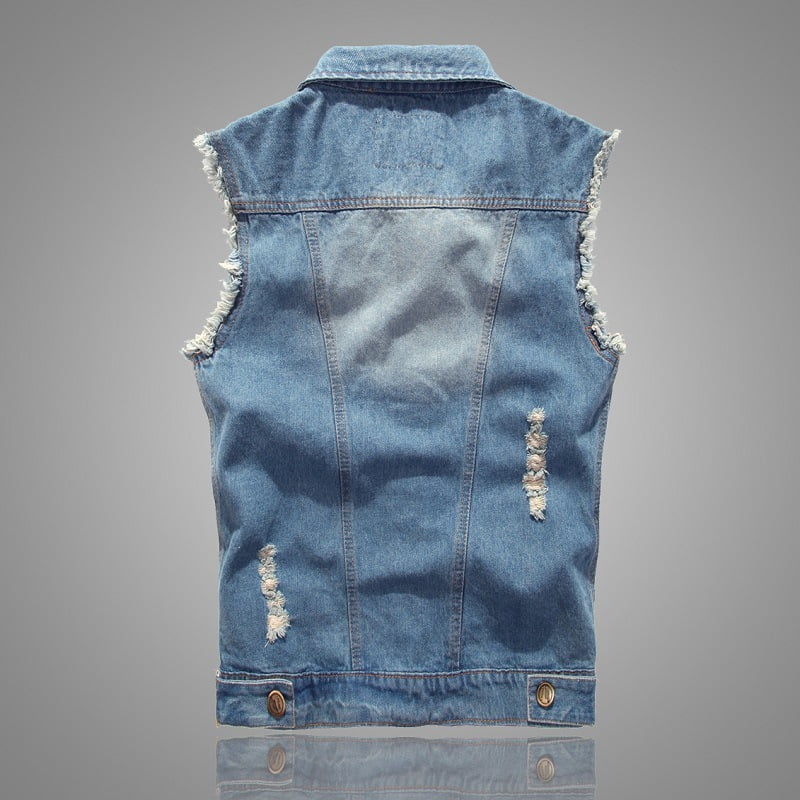 custom denim vest mens